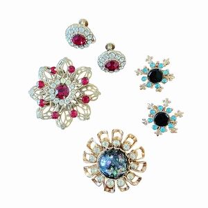 Vintage Brooches Scatter Pins Screw Back Earrings Sparkley Bling